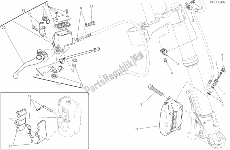 Todas as partes de Sistema De Freio Dianteiro do Ducati Scrambler Icon Thailand USA 803 2018